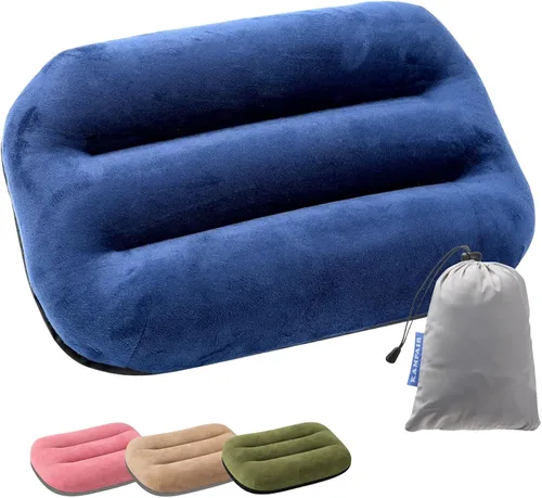 Almohada inflable para acampar – Almohada de viaje compacta ultraligera, color azul picnic