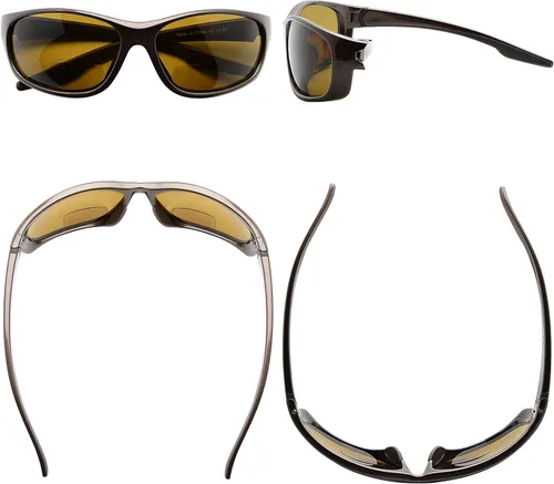 Vista 2 de Eyekepper Gafas de sol deportivas bifocales polarizadas, Marco café templado, lente café.