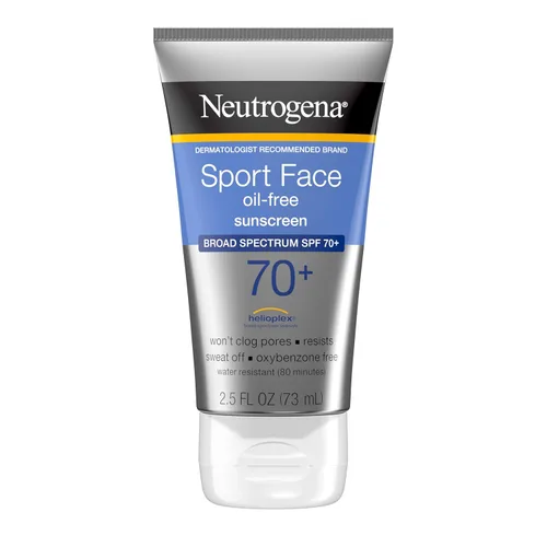 Neutrogena Sport Face Sunscreen SPF 70+ OilFree Loción de protección solar facial con protección solar UVAUVB de amplio espectro Resistente al sudor