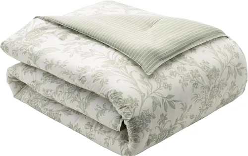 Vista 6 de Laura Ashley Home - Juego de funda de edredón tamaño individual, ropa de cama reversible de algodón con funda a juego, decoración ligera del hogar