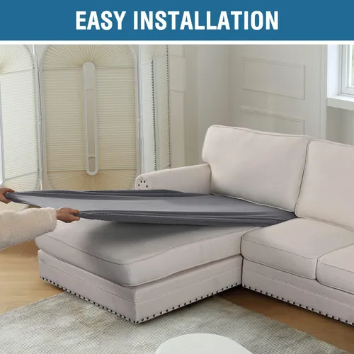 Vista 7 de Fundas para sofá seccional, 1 funda para diván en forma de L, funda separada para sofá seccional izquierdo y derecho (1 diván, gris claro)