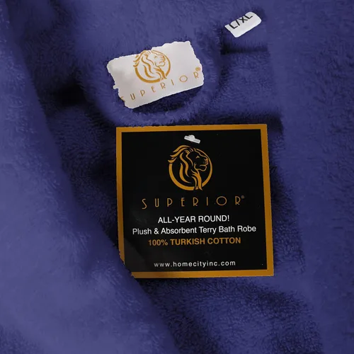 Vista 6 de Superior Traditional Premium Turkish Cotton Lightweight Long Bathrobe with Pockets Bath Robes, Men's Small-Medium, Navy Blue