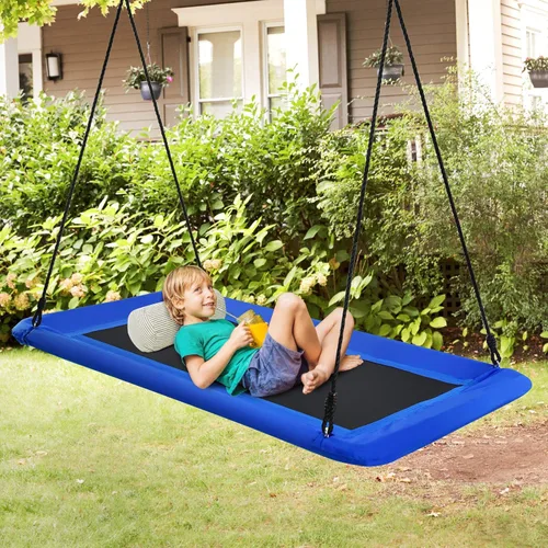 Vista 7 de Costzon Juego de columpio de plataforma gigante de 60 pulgadas para niños y adultos, columpio rectangular resistente al desgaste para interiores