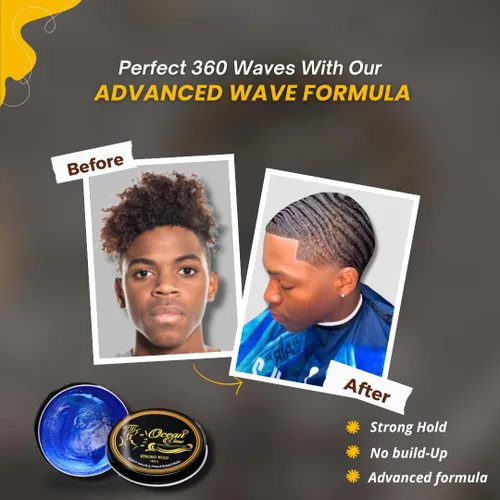 Vista 6 de OCEAN VIEW DEEP WAVES POMADE - Crema para el cabello a base de agua para entrenamiento de ondas 360 y Wolfing- Aplicación y peinado suaves