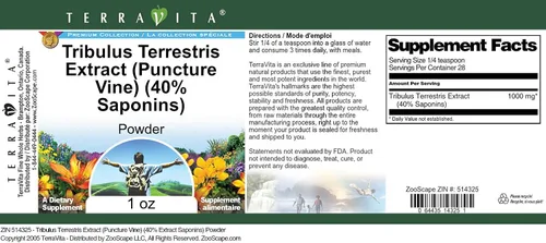 Vista 4 de Extracto de Tribulus Terrestris (Punture Vine) (40% de saponinas) Polvo (1 oz, ZIN: 514325) - Paquete de 3