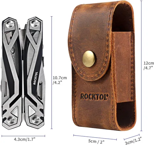 Vista 4 de ROCKTOL Funda multiherramienta, funda de cuero con cierre de presión premium para cinturón, funda de cuchillo multiherramienta de 4.2" para EDC