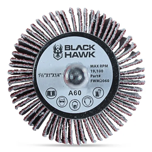 Vista 3 de BHA Ruedas de aleta montadas en vástago de óxido de aluminio, 1-1/2 "x 1" x 1/4", grano 40 - Paquete de 5