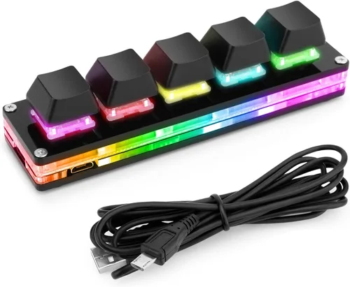 Vista 9 de Ecarke Negro 2-Key OSU Hot Swap Game Keyboards USB Wired RGB Teclado mecánico, macro de programación autónoma con interruptores de software