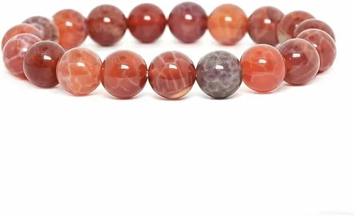 Vista 14 de Amandastone Pulsera elástica de cuentas redondas de 0.394 in con piedras preciosas naturales de 7 pulgadas Bloodstone africano
