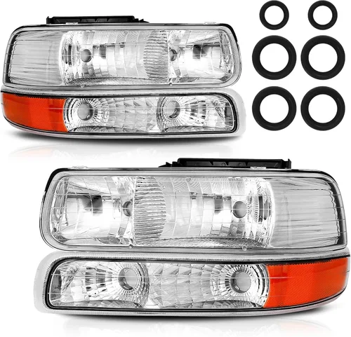 Conjunto de faros delanteros para Chevy Silverado 99 00 01 02 1999 2000 2002 Silverado 1500 2500 1500HD 2500HD 3500HD/00-06 Chevy Tahoe Suburban