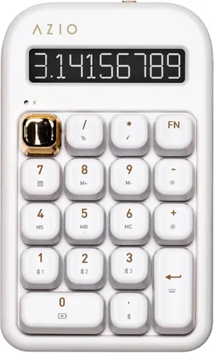 Vista 11 de AZIO IZO Calculadora mecánica inalámbrica y teclado numérico (Rojo/Oro) - Bluetooth 5.0 y USB, interruptor mecánico Gateron-Blue, 9 modos