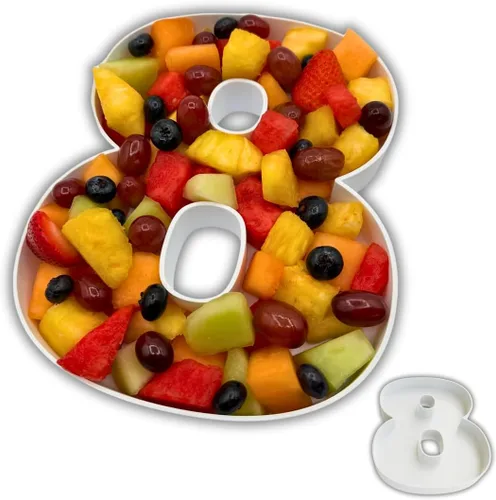 Vista 43 de Bandejas de servir de plástico duro reutilizables y rellenables con letras y números para decoración de fiesta (S, Negro)