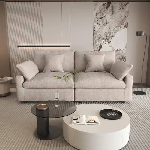 Vista 27 de WJShome Sofá Seccional Cloud Couch de 83 pulgadas para sala de estar, sofá seccional modular relleno de plumón, sofás en forma de L con otomana