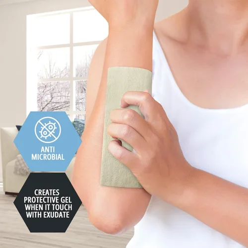 Vista 3 de MED PRIDE Almohadillas de alginato de calcio, antimicrobianas, estériles, antiadherentes, altamente absorbentes, para eliminar el dolor, suaves