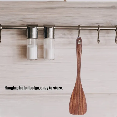 Vista 7 de Espátula de madera Wok Espátula de cocina Utensilios de Madeira Espátula de madera Turner sartén antiadherente Pala Mango largo Utensilios de cocina