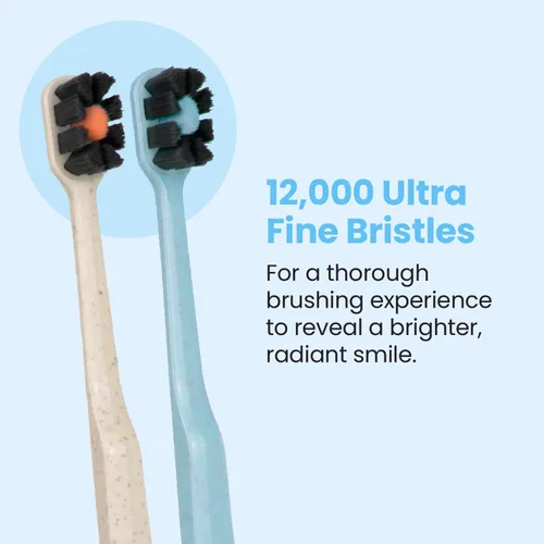 Vista 4 de Lindo EcoCare - Cepillo de dientes pulidor, cerdas con infusión de carbón y mango biodegradable, para encías y dientes sensibles, más de 12000