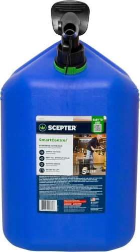 Vista 5 de Scepter FSCK552 Recipiente de combustible con boquilla SmartControl a prueba de derrames, lata de queroseno azul, 5 galones