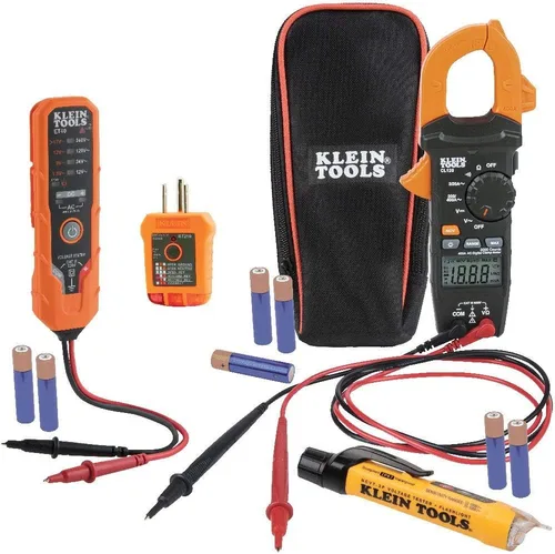 Vista 5 de Klein Tools IR5 Termómetro infrarrojo dual láser 12:1 retroiluminado digital y kit de prueba de voltaje eléctrico CL120VP con medidor de abrazadera