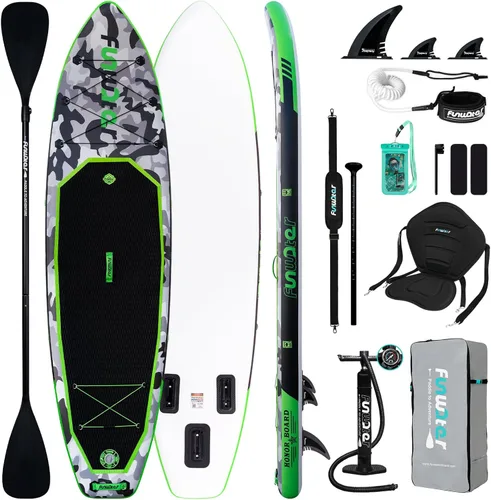 Vista 12 de FunWater Inflatable Stand Up Paddle Board with Premium SUP Paddleboard Accessories, Anti-Slip EVA Deck, 11'6''/11'/10'6'' Paddle Boards for Adults &