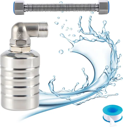 Vista 11 de Water Float Valve, Stainless Steel Fully Automatic Water Level Controller Portable Auto Shut Off Mini Float Valve for Water Tank Pool Kitchen 3/4in
