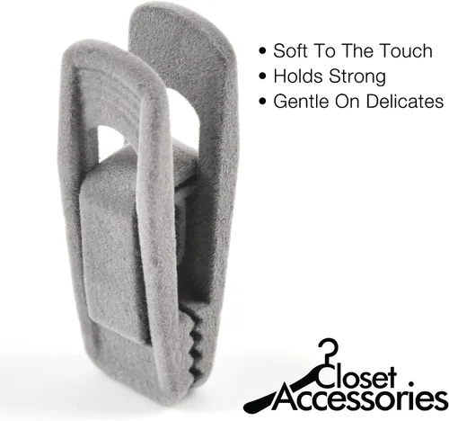 Vista 7 de Paquete de 20 clips para colgar perchas de terciopelo, perchas de terciopelo de material duradero, clips para perchas para ropa de bebé, clips