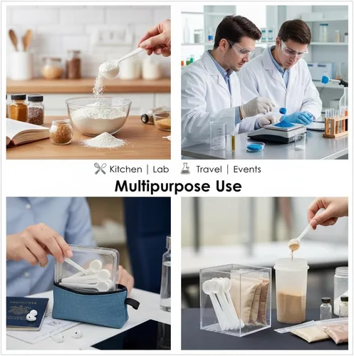 Vista 2 de Cucharas medidoras de plástico de 0.04 oz (0.07 onzas líquidas) – Paquete de 10 mini cucharadas para potenciar proteínas, fórmula para bebés