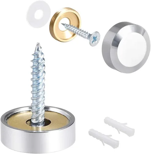 Vista 12 de uxcell Tornillos de espejo decorativos tapa tapa clavos oro pulido 0.630 in 8pcs