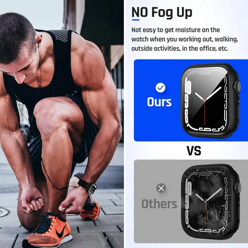 Vista 5 de Goton Funda impermeable 2 en 1 para Apple Watch Series 6/5/4, SE 3/2/1 de 1.575 pulgadas, cubierta protectora de vidrio 360 duro + marco trasero