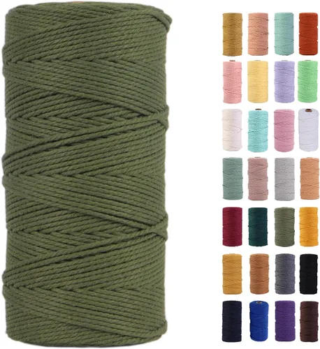 Vista 28 de Cuerda de macramé azul aire de 0.079 in x 220 yardas, cuerda de algodón colorido de algodón suave para colgar en la pared, colgadores de plantas