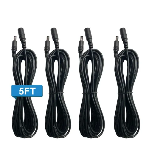 DC 12V Power Adapter Extension Cord Cable 5ft (1.5m) 18AWG 2.1mm x 5.5mm Male to Female Plug for CCTV Security Surveillance IP Cameras, DVR, LED
