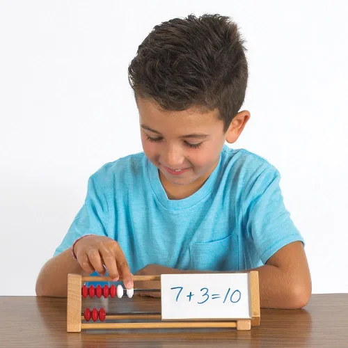 Vista 2 de EAI Education Rekenrek estudiante de dos barras con panel de bloqueo: de madera