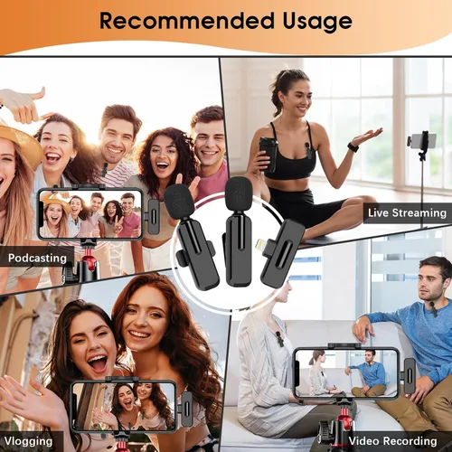 Vista 8 de MAYBESTA Mini micrófono inalámbrico para iPhone iPad - Micrófono de teléfono con solapa Bluetooth Lavalier para grabación de audio y video