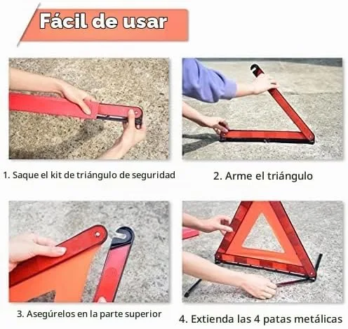 Vista 5 de DEDC Triángulo de advertencia, triángulo de seguridad plegable, kit de advertencia triple, reflector triangular de advertencia, señal de peligro