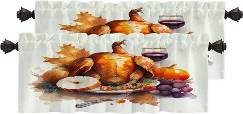 Vista 85 de Cortinas opacas de mármol abstracto blanco y gris para ventanas, cenefas opacas de poliéster multicapa para cocina, paquete de 2 unidades, 26 x 24