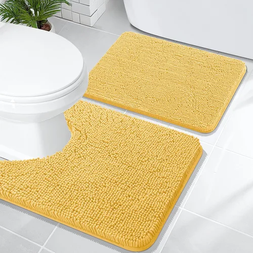 Vista 126 de OLANLY Juego de 2 alfombras de baño de felpilla suave y absorbente, antideslizantes, de secado rápido, lavables a máquina, accesorios de decoración