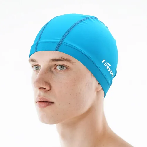Vista 17 de Gorro de natación de tela Firesara, gorro de baño de alta elasticidad mantiene el cabello limpio y transpirable, se ajusta tanto al cabello largo