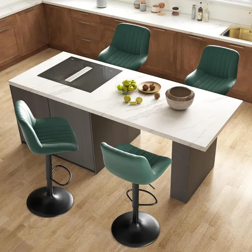 Vista 8 de Nalupatio Bar Stools Set of 1, Adjustable Modern Swivel Bar Stools with Backs, Counter Height Performance Fabric Island Chairs for Home Kitchen