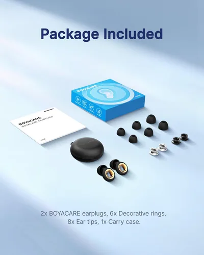 Vista 9 de Tapones para los oídos para dormir con cancelación de ruido, 45dB, tapones reutilizables para reducción de ruido, protección auditiva con 8 puntas