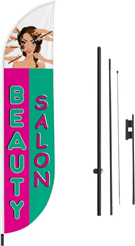 Vista 113 de DreamController - Bandera de plumas de alteraciones (11.5 pies x 2.5 pies) por DreamController para negocios al aire libre con poste adicional