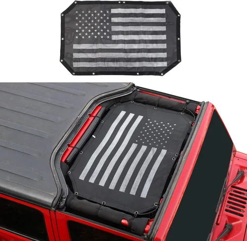 Parasol de malla superior proporciona protección solar UV para Jeep Wrangler JK JKU 2007-2018 2/4 puertas, poliéster duradero (bandera