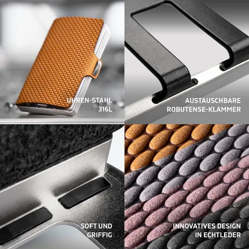 Vista 5 de I-CLIP Acero inoxidable con clip intercambiable - Cartera delgada - Cartera de cuero - Billetera premium - Tarjetero de acero inoxidable