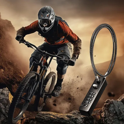 Vista 7 de Hicarer 4 cerraduras de cable de 23-3/5 pulgadas de longitud con combinación de 4 dígitos de bloqueo de seguridad reiniciable para bicicletas