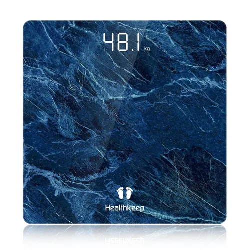Vista 8 de Healthkeep - Báscula de baño digital, alta precisión, con tecnología Step-On, pantalla LED, diseño delgado, máx. 180 kg/400 lb, gris jaspeado