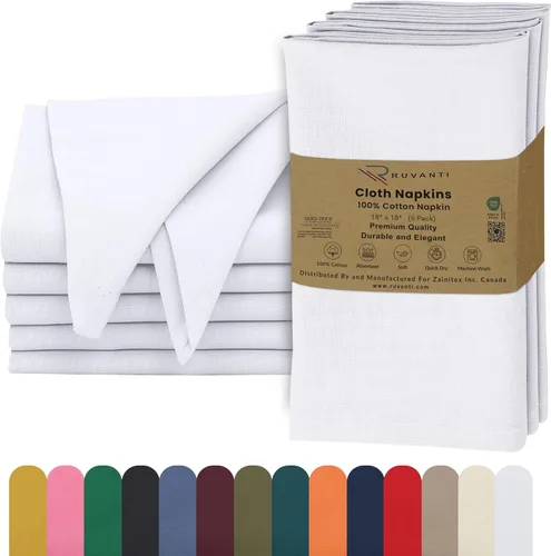Vista 14 de Ruvanti Juego de 6 servilletas de tela, 18 x 18 pulgadas, 100% algodón, lavables, suaves y absorbentes, perfectas para bodas, Navidad, cenas