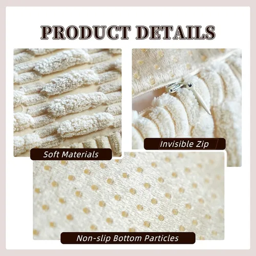 Vista 5 de Funda de puf otomano sin relleno, suave, para almacenamiento, asiento extra, de estilo granja, bohemio, cómodo, reposapiés, 20x20x8 pulgadas