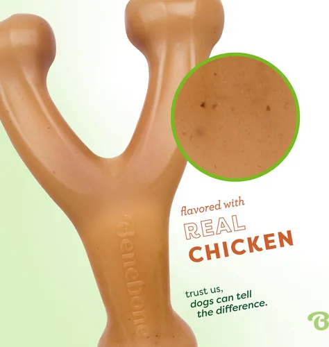 Vista 2 de Benebone Wishbone - Juguete masticable duradero para perros para masticadores agresivos, fabricado en Estados Unidos, grande, sabor a pollo real