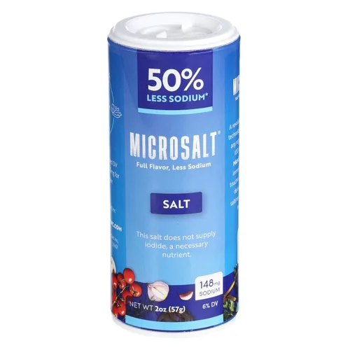 Vista 3 de Microsalt 50 % menos de sal de sodio, sustituto de sal regular, sal de condimento para cocinar, condimentar y hornear, sabor completo, menos sodio