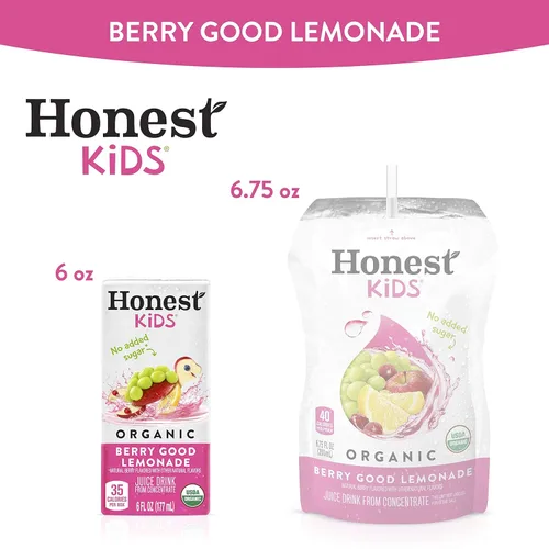 Vista 4 de Honest Kids Berry Good Lemonade, bebida de jugo orgánico, limonada de bayas, 6 onzas líquidas (paquete de 40)