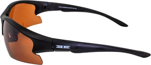 Vista 5 de Epoch Eyewear Brodie Sport Golf Tenis Pickleball Gafas de sol de seguridad con funda negra con cremallera y bolsa de microfibra marco negro lente