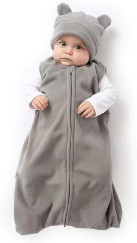 Vista 10 de Saco de dormir de forro polar para bebé, manta para bebé, saco de dormir y sombrero para recién nacido